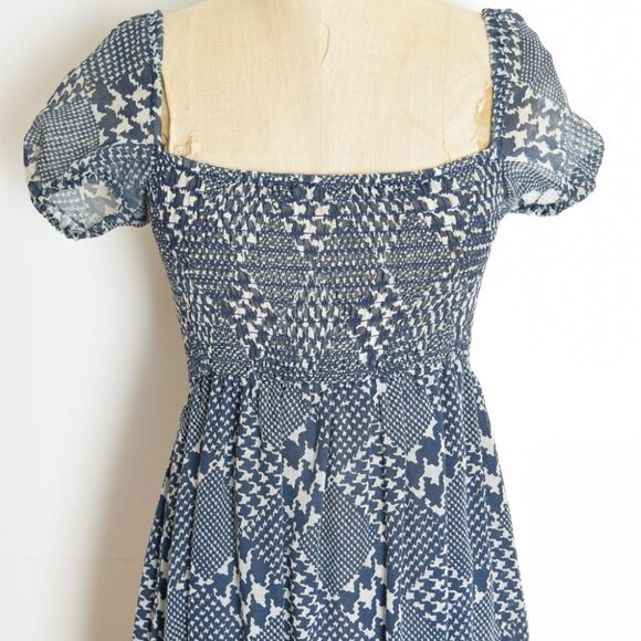 vintage 70s maxi dress boho hippie cottagecore prairie long navy smocked XS S - Picture 3 of 11